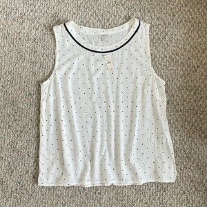 NEW! Talbots White Polka Dot Sleeveless Top
